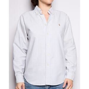 90’s Ralph Lauren Blue White Striped Oxford Button Down